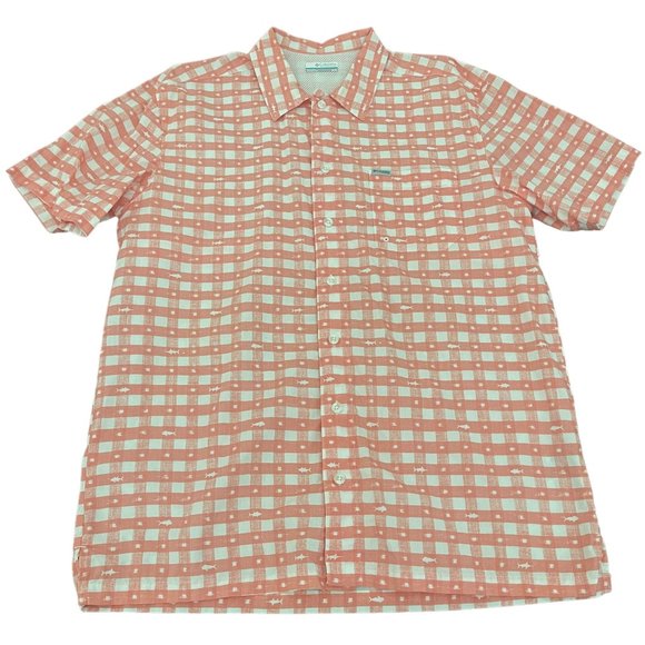 Columbia PFG Men's Peach Fish Button SS Vented Shirt, Size M - Picture 1 of 7